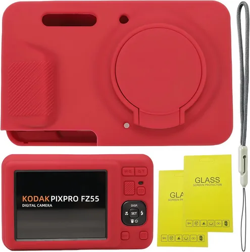 Miniatura 13 de Funda para Kodak PIXPRO FZ55, accesorios FZ55, funda protectora de silicona suave con tapa de lente extraíble, viene con 2 protectores de pantalla