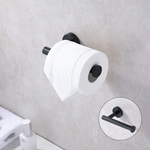 Miniatura 2 de TASTOS Soporte de papel higiénico negro mate SUS304 de acero inoxidable, moderno soporte redondo para rollos de papel higiénico, soporte de pared