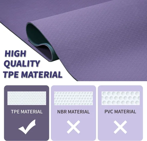 Miniatura 9 de Tapete de yoga, tapete de yoga con diseño antideslizante, tapete profesional de TPE para ejercicio, 72 x 24 pulgadas, tapete de entrenamiento