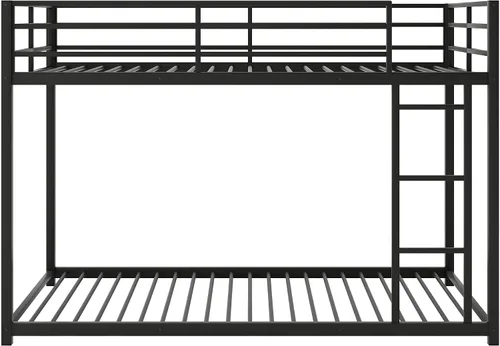 Miniatura 8 de Harper & Bright Designs Litera de metal individual sobre individual, litera baja resistente con barandillas de seguridad y escalera (negro)