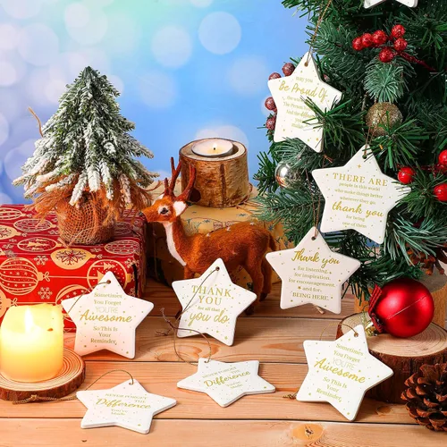 Miniatura 4 de Sliner 18 piezas de Navidad para compañeros de trabajo, adornos de cerámica a granel, apreciación de los empleados, regalos inspiradores