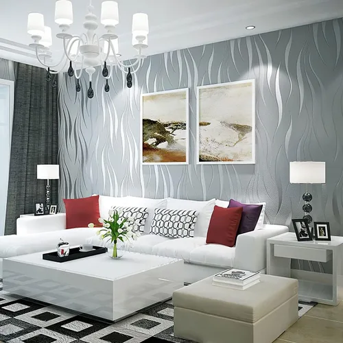 Miniatura 5 de Papel tapiz 3D no tejido, largo 20.8 pulgadas, ancho 393 pulgadas por rollo, papel tapiz moderno de impresión moderna para sala de estar, baño