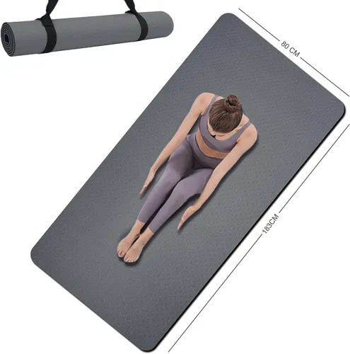 Miniatura 9 de Esterilla de yoga de doble cara antideslizante, 1,83 m x 81 cm x 7 mm - Esterilla de yoga extra ancha y gruesa para mujeres, hombres y niños