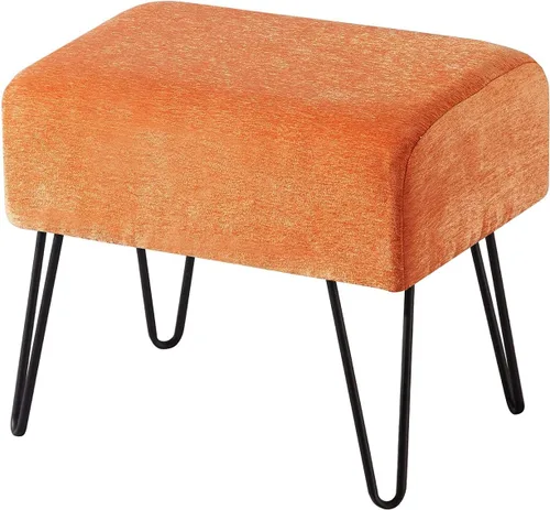 Miniatura 12 de Home Soft Things Otomana de felpilla jacquard, 19 x 13 x 17 pulgadas de alto, color marrón claro Arusha, banco otomano mullido para sala de estar
