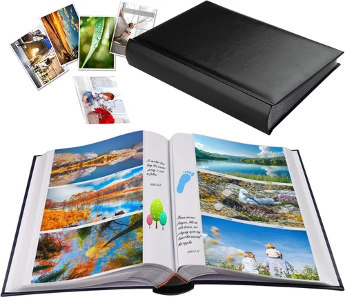 1DOT2 Álbum de fotos de 4 x 6 pulgadas con capacidad para 402 bolsillos con bolsillos deslizantes, libro de fotos, cubierta de cuero, con espacio de