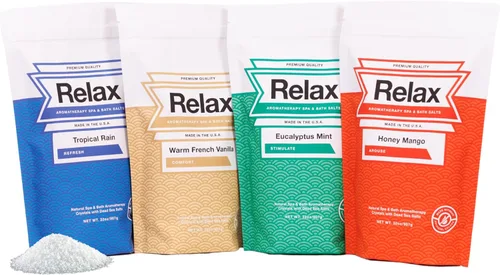 Miniatura 10 de Relax Spa & Bath Sales de baño de aromaterapia para bañera de hidromasaje, baño o spa, bolsa de 2 libras con infusión de magnesio, sal de baño