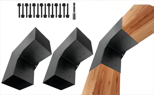 Miniatura 14 de Kits de soporte para pérgola DIY, soportes de esquina en forma de L de 2 vías para madera de 6 x 6 pulgadas (real: 5.5 x 5.5 pulgadas) para pérgola