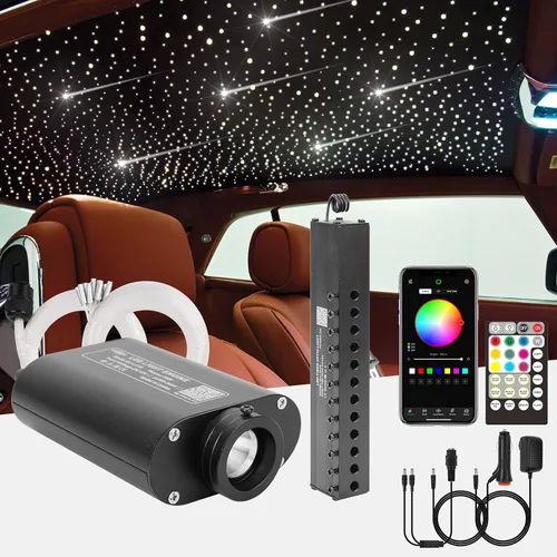 Miniatura 13 de CHINLY Kit de 260 luces de estrella de 16 W, 260 unidades, 6.5 pies, 0.03 pulgadas, luces de fibra óptica RGBW, aplicación y control remoto, kit