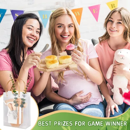 Miniatura 5 de 55 piezas de premios de baby shower para ganadores de juegos, 6 juegos de tabla de queso en forma de mameluco con cucharas, esparcidores de Body