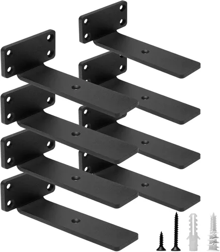 Miniatura 9 de HITOMEN Soportes de estante flotante de servicio pesado, accesorios de estantes ocultos de 8 pulgadas (1/5 pulgadas de grosor), soportes de hierro