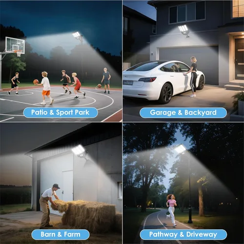 Miniatura 5 de 1200W Luces solares de calle al aire libre impermeables, luz solar de gran angular alimentada del anochecer al amanecer, control remoto y sensor