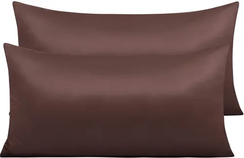 Miniatura 14 de NTBAY - Fundas de almohada de satén con cremallera, súper suaves y lujosas fundas de almohada Negro
