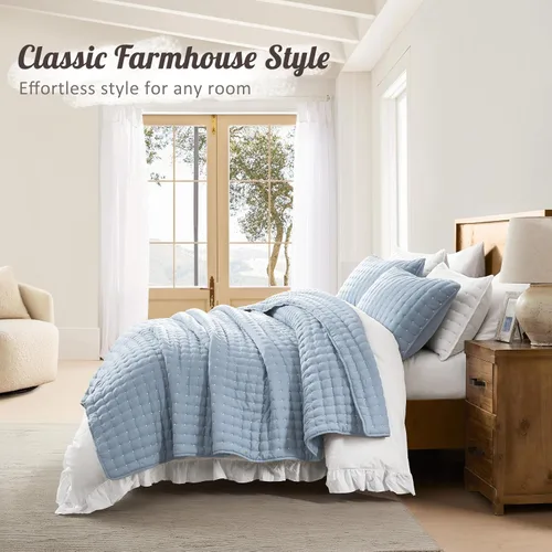 Miniatura 6 de WDCOZY Juego de ropa de cama tamaño individual con funda de almohada, colcha suave y ligera, edredón acolchado y fino para todas las estaciones, 2