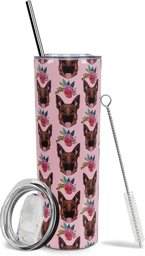 Miniatura 15 de Dachshund - Vaso de viaje aislado de acero inoxidable de 20 onzas con asa y pajilla, regalo para mujer, para el Día de la Madre, a prueba de fugas