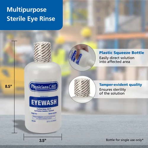 Miniatura 2 de PhysiciansCare Solución de lavado de ojos, solución tamponada isotónica estéril para enjuagar e irrigar los ojos, botella de 32 onzas