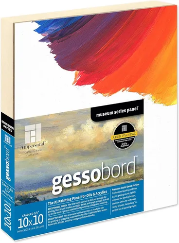 Miniatura 45 de Ampersand Art Supply Panel de pintura de madera de Gesso: Serie Museo Gessobord, 11 "x 14", perfil plano de 1/8
