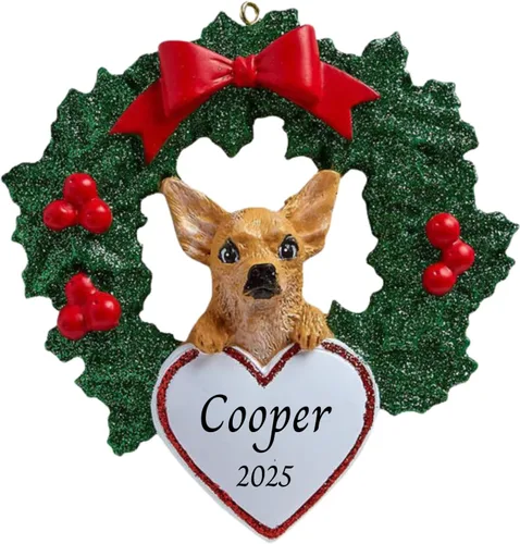 Adornos personalizados para árbol de Navidad 2025 para mascotas, Chihuahua con corona, recuerdo para los amantes de los perros de los cachorros,
