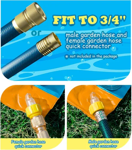 Miniatura 8 de Spring Water Tobogán acuático para patio trasero de niños, 17 pies x 3 carriles de carreras, toboganes de agua deslizantes con aspersor para edades