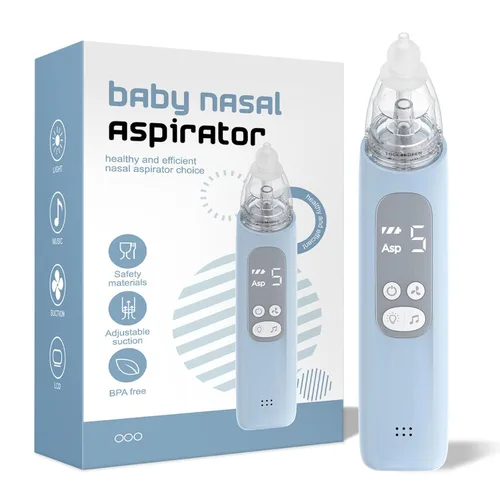 X-Bosak Aspirador nasal para bebé, ventosa nasal eléctrica para bebé, succión de mocos con 5 niveles de succión, luz calmante y rimas infantiles