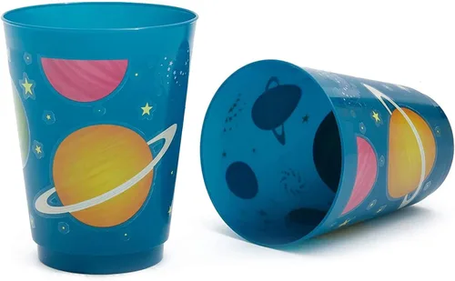 Miniatura 3 de BLUE PANDA Vasos de plástico para fiestas, paquete de 16 unidades, vasos reutilizables para el espacio exterior, 16 onzas, decoraciones para fiestas