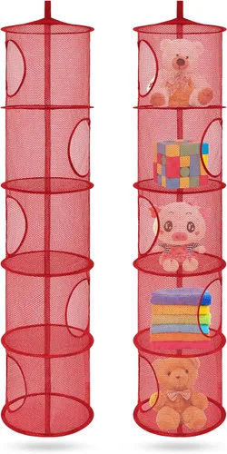 Miniatura 31 de Almacenamiento Colgante para Juguetes de Peluche, Organizador de Almacenamiento de Peluches Plegable para Rincón con 4 Compartimentos, Organizador