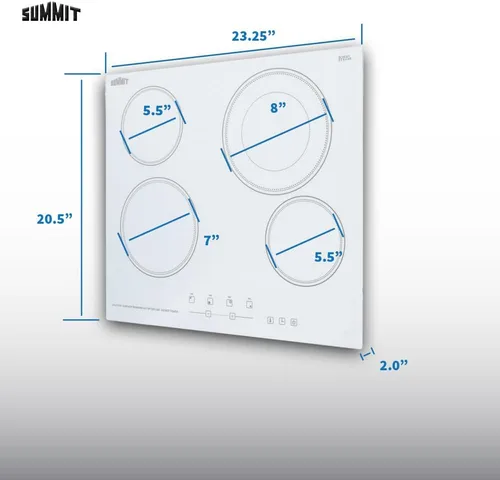 Miniatura 3 de Summit CR4B23T6W - Placa eléctrica de 24 pulgadas con 4 quemadores, 230 voltios, compatible con ADA, color blanco
