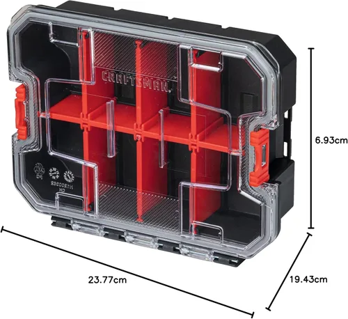 Miniatura 13 de CRAFTSMAN VERSASTACK Organizador de almacenamiento, organizador de piezas pequeñas, 8 compartimentos, tapa incluye pestillo seguro (CMST17827)