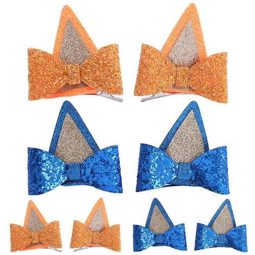 Miniatura 8 de 2 pares de suministros de fiesta de cumpleaños para perros, decoraciones de fiesta azul, lazos con purpurina, disfraz de Halloween, pelo de cosplay
