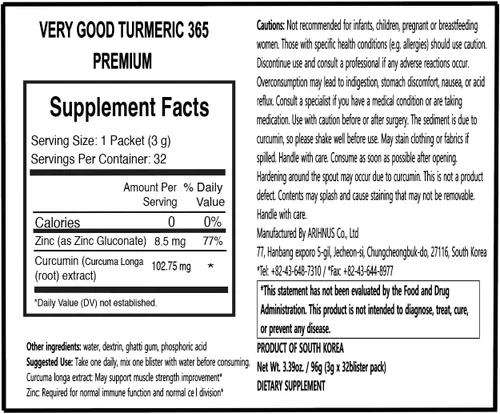 Miniatura 4 de Very Good Tumeric 365 Curcumin Premium - Suplemento tumérico orgánico con extracto puro de curcmin para apoyo inmunológico para adultos Suplemento