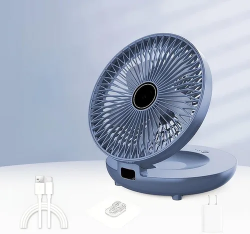Ventilador de cocina de doble uso doméstico con gancho, ventilador de mesa, ventilador recargable de montaje en pared, ventilador de escritorio