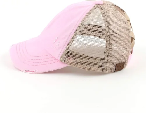 Miniatura 5 de C.C - Gorra de béisbol con diseño para cola de caballo, ajustable, con malla y brillantina