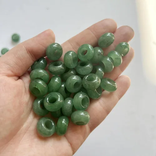 Miniatura 2 de 15 cuentas de cristal y piedras curativas de aventurina verde natural con agujeros grandes y piedras curativas, bricolaje de 0.236 pulgadas