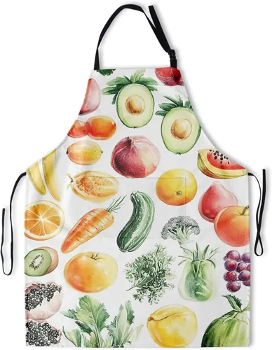 Miniatura 14 de Delantal impreso delantales de pintura de poliéster con bolsillo para cocinar cocina a la parrilla adultos