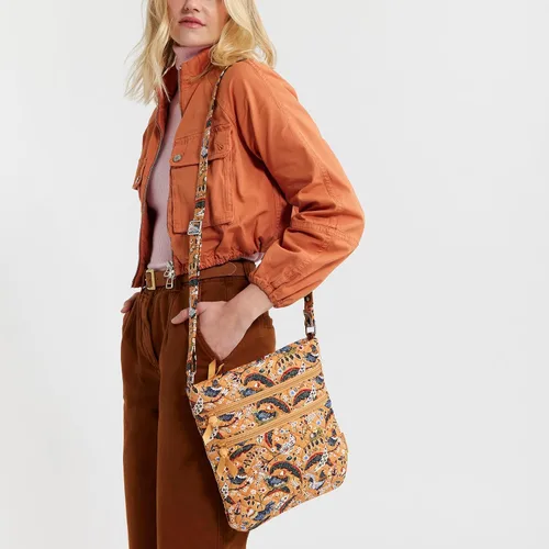 Miniatura 8 de Bolso cruzado hipster de algodón con triple cremallera para mujer