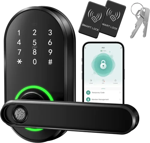 Cerradura inteligente de puerta de huellas dactilares con teclado, cerradura de puerta de entrada sin llave, cerraduras de puerta para puerta