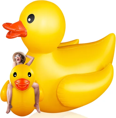 Hungdao Pato inflable gigante de 5 pies, enorme pato de goma, flotador inflable de piscina para adultos, verano, playa, piscina, decoración de fiesta