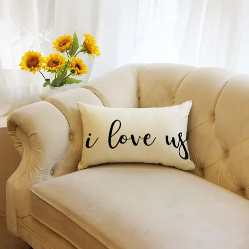 Miniatura 4 de Ogiselestyle Fundas de almohada de granja con frases I Love Us de 12 x 20 pulgadas, fundas de almohada lumbares decorativas para el hogar, funda