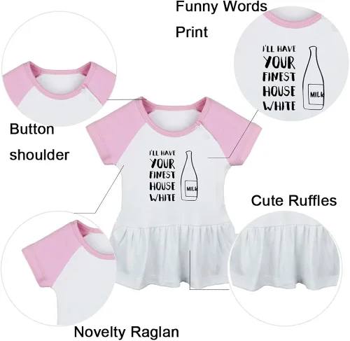 Miniatura 2 de 2PCS, Little Peanut Pregnancy Announcement & I'll Have Your Finest House White Funny Dresses Infant Baby Girls Princess Dress