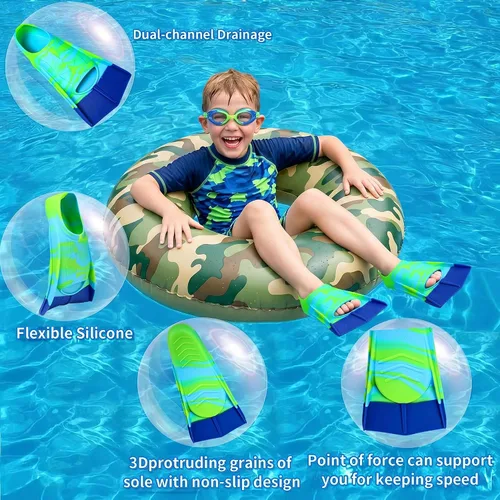 Miniatura 3 de Aletas de Natación para Niños, Aletas Cortas Cómodas para Natación de Vueltas y Entrenamiento para Niños, Niñas, Niños, Principiantes
