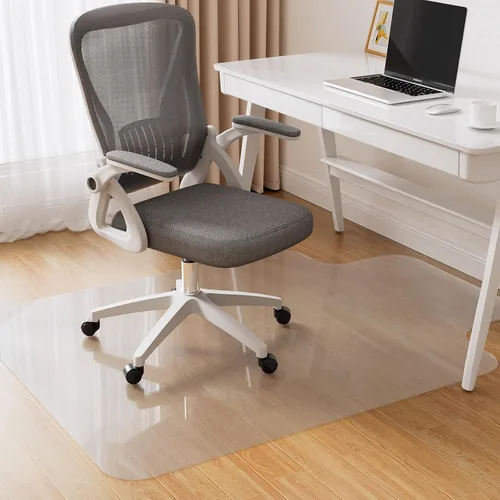 DELAMU Tapete para silla de oficina para suelo de madera dura, 36 x 48 pulgadas, protector de suelo de PVC transparente para silla rodante,