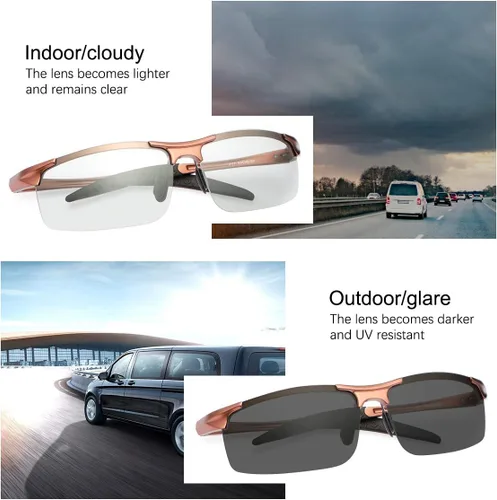 Miniatura 4 de YIMI Gafas de sol deportivas polarizadas fotocrómicas para hombre, ciclismo, pesca, conducción, protección UV, gafas antirreflejos 8177 Marrón