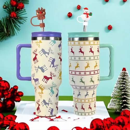 Miniatura 3 de Haundry 6 piezas cubierta de pajita para tapa de vaso Stanley de 40oz/30oz, tapa de pajita reutilizable linda de fantasma para beber, accesorios