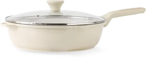 Miniatura 8 de SENSARTE Sartén antiadherente de cerámica para saltear de 10 pulgadas/3.5QT, sartén antiadherente para freír profundamente con tapa, olla jumbo