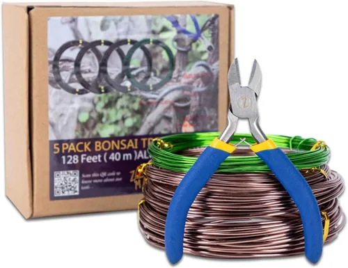 Miniatura 11 de Kit de alambre para bonsái, 4 rollos en total de 64 pies de alambre de entrenamiento de bonsái de aluminio para interiores de 0.039 in, 0.059 in