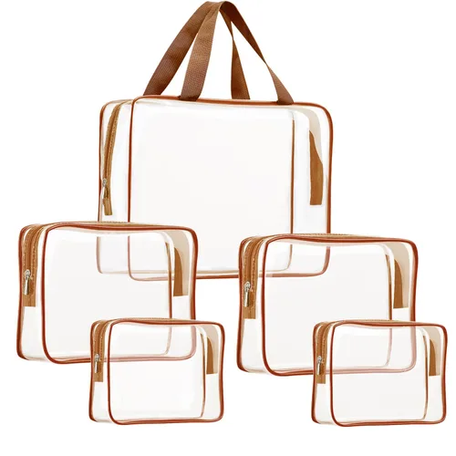 Miniatura 25 de Kit de 3 piezas de bolsas de artículos de aseo de viaje de PVC cristalino para mujeres y hombres, organizador de embalaje de vinilo impermeable