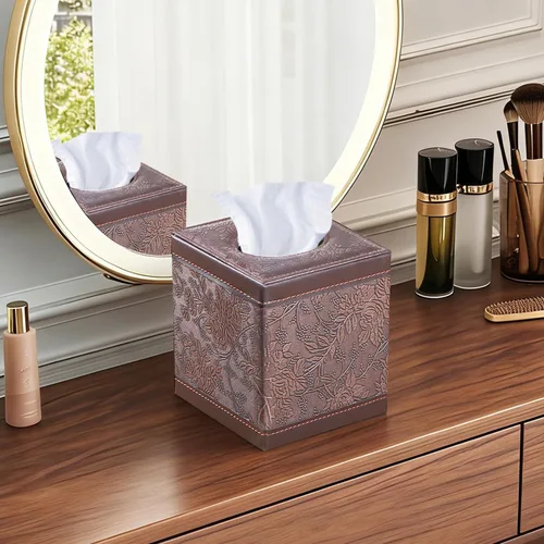 Miniatura 6 de Funda de caja de pañuelos de cuero cuadrado, actualización 99% compatible de gran tamaño, soporte de caja de pañuelos cúbico para papel facial