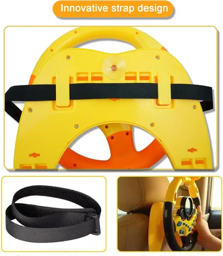 Miniatura 3 de RedCrab Volante de automóvil simulado de juguete con luz y música para niños, juguetes de asiento de conducción, juguetes educativos eléctricos