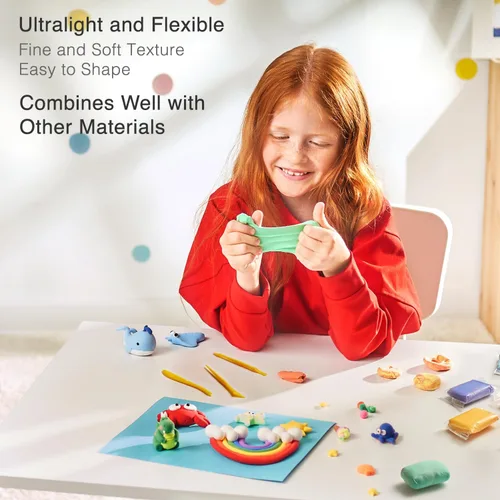 Miniatura 3 de FlyFlag Arcilla de Secado al Aire - 100 Colores, Ultra Ligera y Suave, Arcilla de Modelado No Tóxica para Niños con Herramientas y Tutoriales