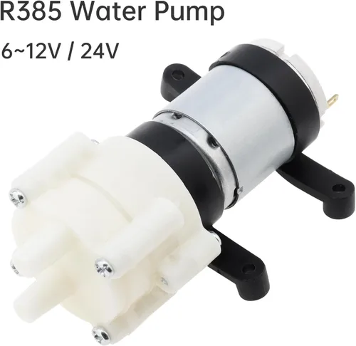 Miniatura 3 de Mini bomba de agua DC 12V diafragma bomba autocebante para acuarios tanque de peces/máquina de té, bomba de agua R385 con soporte de PVC (12V)