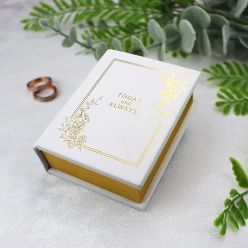 Miniatura 6 de Lillian Rose Caja de libros para anillos de boda, tamaño único, color blanco